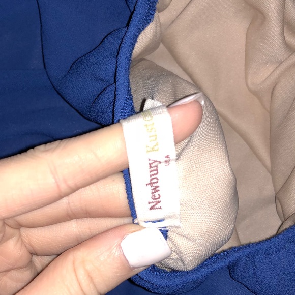 Strapless Blue Dress with White Lace Trim - Picture 3 of 4